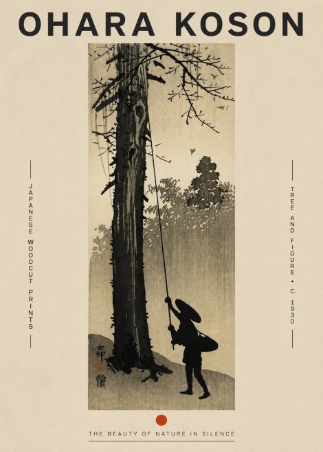 Ohara Koson Tree and Figure No4 - Poszter
