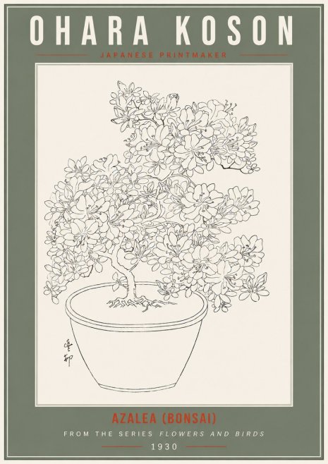 Ohara Koson Azalea (Bonsai) No2 - Poszter
