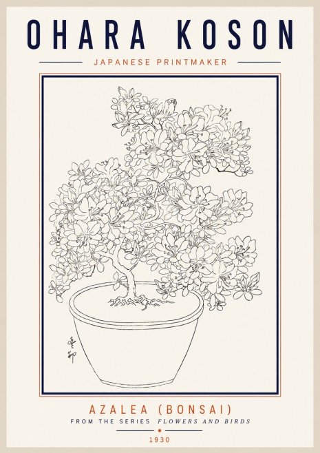Ohara Koson Azalea (Bonsai) No3 - Poszter