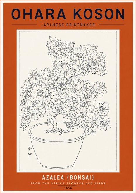 Ohara Koson Azalea (Bonsai) No5 - Poszter