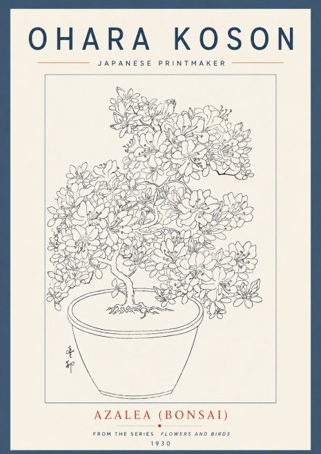 Ohara Koson Azalea (Bonsai) No6 - Poszter