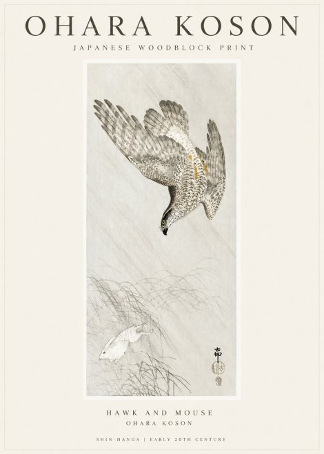Ohara Koson Hawk and Mouse No1 - Poszter
