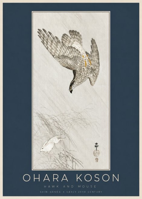 Ohara Koson Hawk and Mouse No2 - Poszter