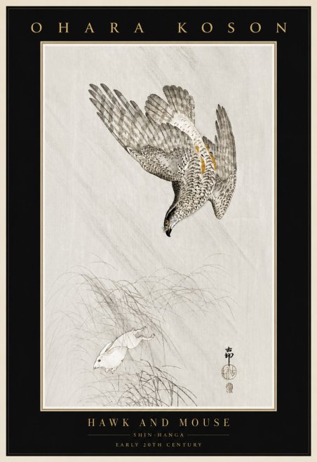 Ohara Koson Hawk and Mouse No4 - Poszter