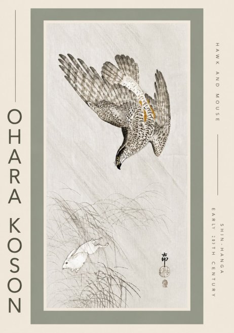Ohara Koson Hawk and Mouse No5 - Poszter