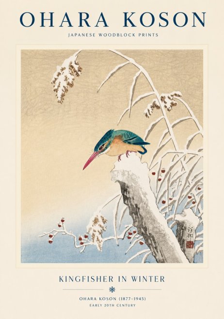 Ohara Koson Kingfisher in Winter II No1 - Poszter