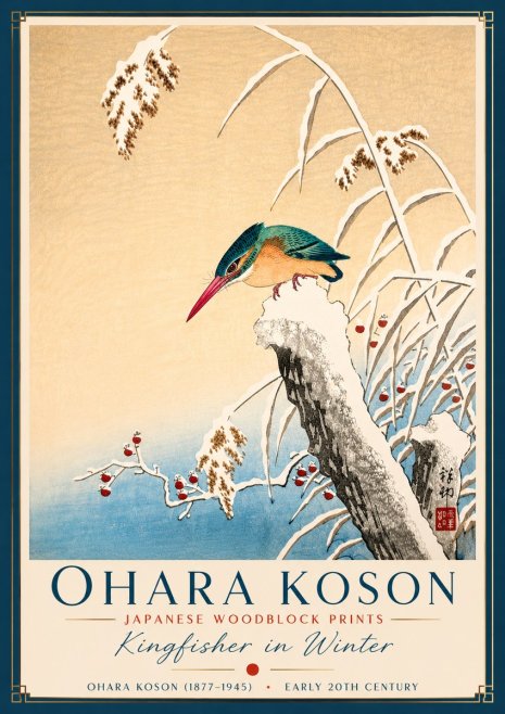 Ohara Koson Kingfisher in Winter II No2 - Poszter