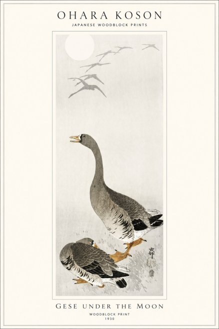 Ohara Koson Gese Under the Moon No1 - Poszter