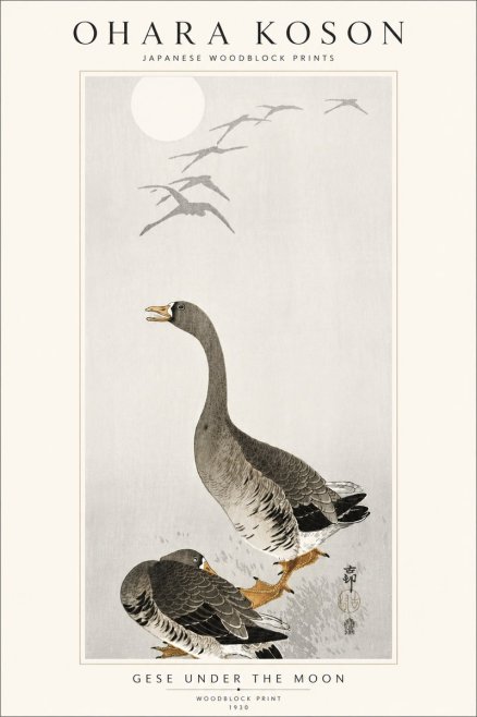 Ohara Koson Gese Under the Moon No5 - Poszter