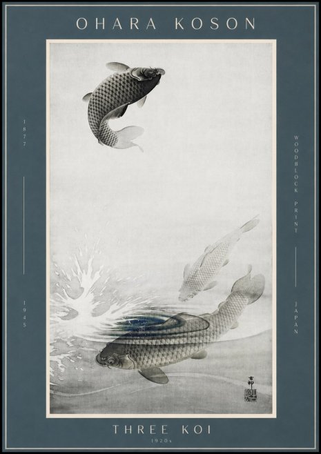 Ohara Koson Three Koi No2 - Poszter