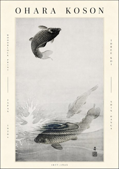 Ohara Koson Three Koi No3 - Poszter