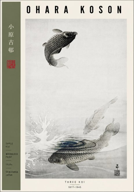 Ohara Koson Three Koi No5 - Poszter