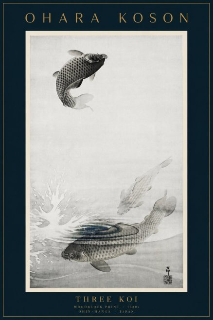 Ohara Koson Three Koi No6 - Poszter