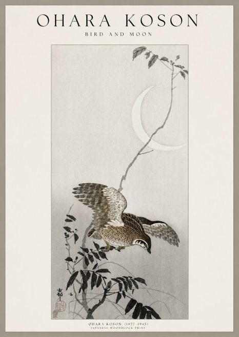 Ohara Koson Bird and Moon No1 - Poszter