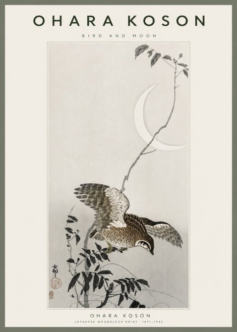 Ohara Koson Bird and Moon No2 - Poszter