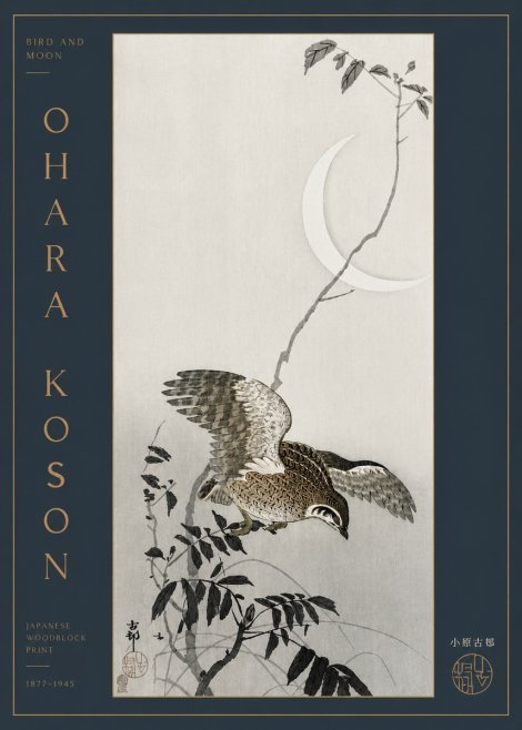 Ohara Koson Bird and Moon No3 - Poszter