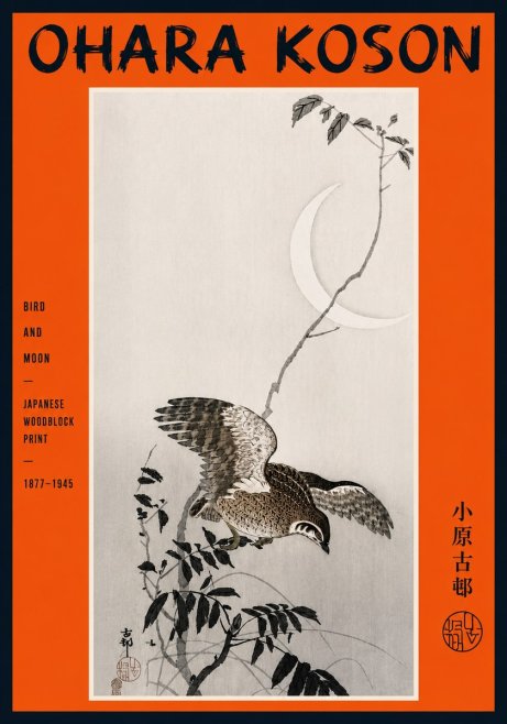 Ohara Koson Bird and Moon No5 - Poszter