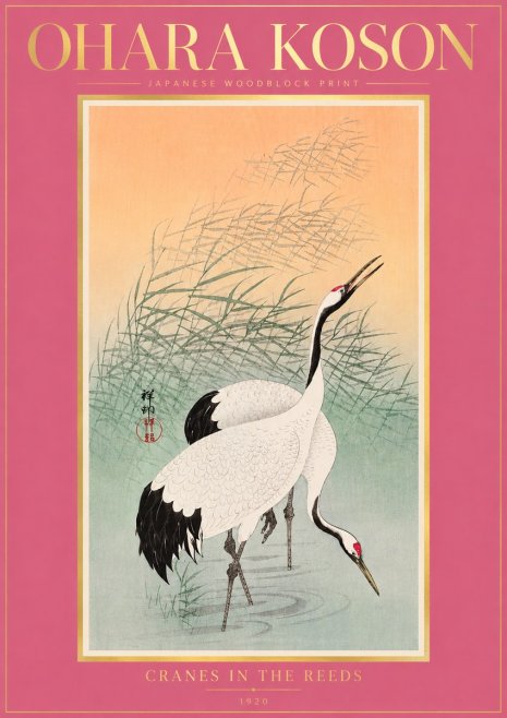 Ohara Koson Cranes in the Reeds No4 - Poszter
