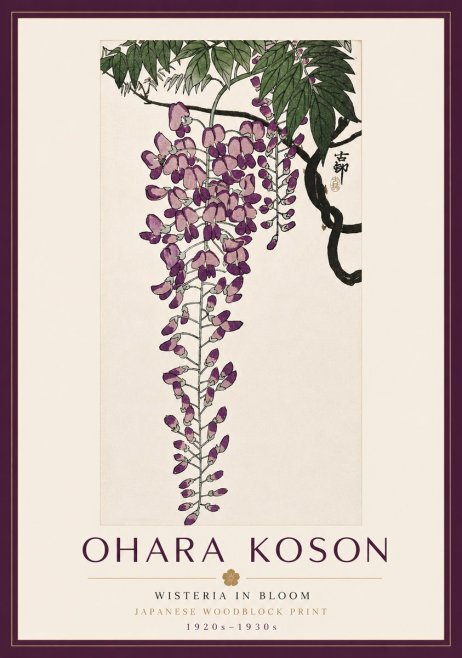 Ohara Koson Wisteria in Bloom No6 - Poszter