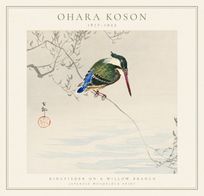 Ohara Koson Kingfisher on a Willow Branch No1 - Poszter
