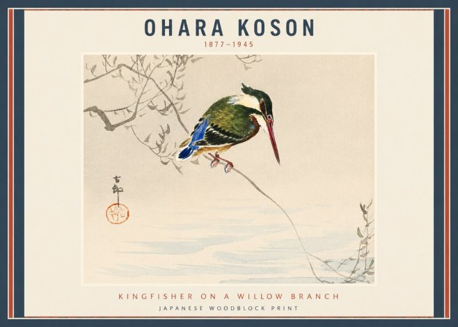 Ohara Koson Kingfisher on a Willow Branch No2 - Poszter