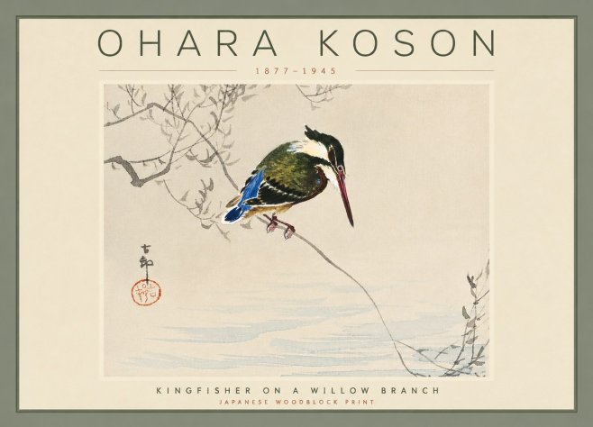 Ohara Koson Kingfisher on a Willow Branch No4 - Poszter