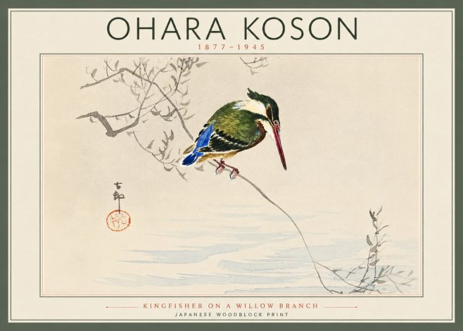 Ohara Koson Kingfisher on a Willow Branch No5 - Poszter