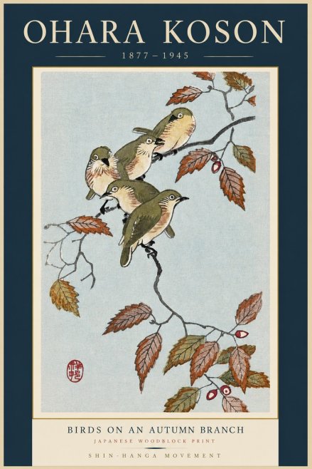 Ohara Koson Birds on an Autumn Branch No3 - Poszter
