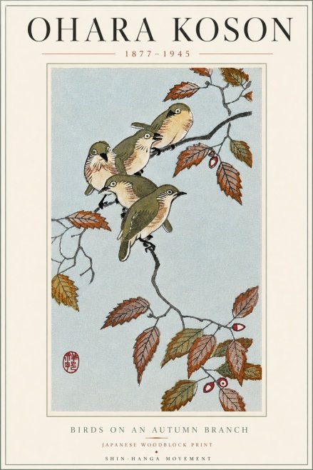 Ohara Koson Birds on an Autumn Branch No5 - Poszter