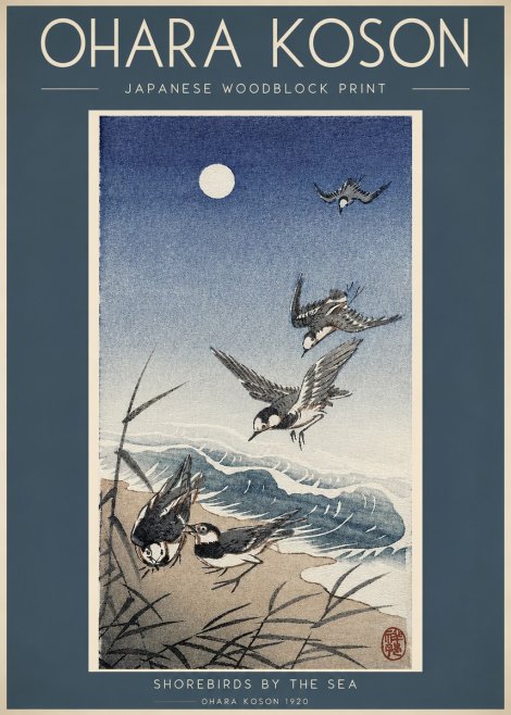 Ohara Koson Shorebirds by the Sea No2 - Poszter