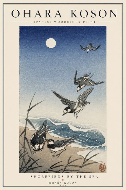 Ohara Koson Shorebirds by the Sea No3 - Poszter