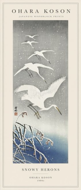 Ohara Koson Snowy Herons No1 - Poszter