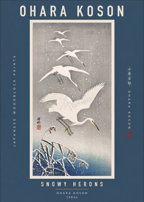 Ohara Koson Snowy Herons No2 - Poszter