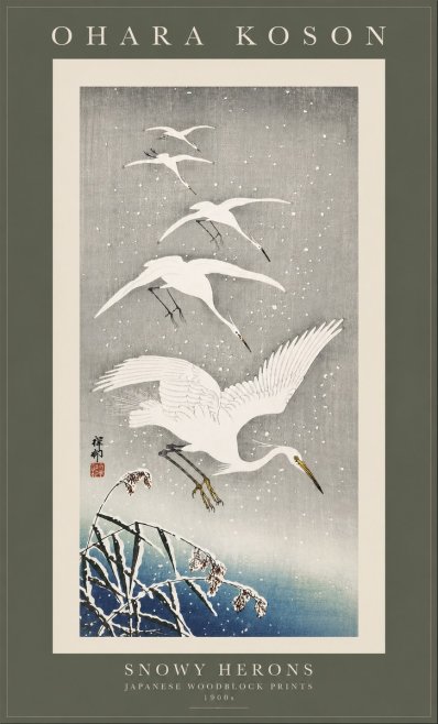 Ohara Koson Snowy Herons No3 - Poszter