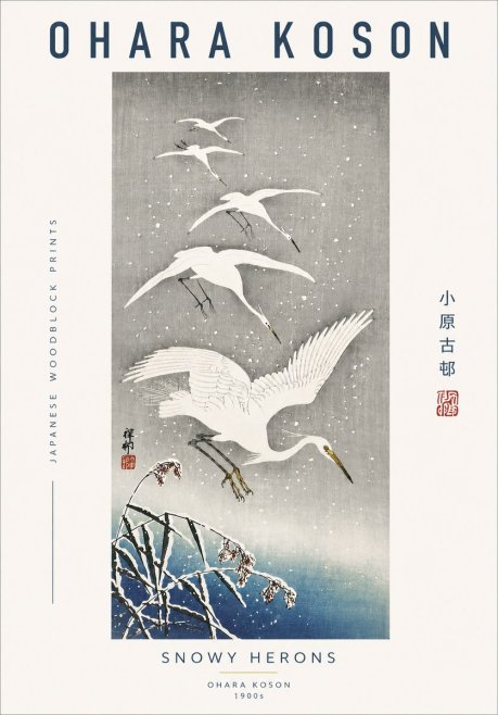 Ohara Koson Snowy Herons No4 - Poszter