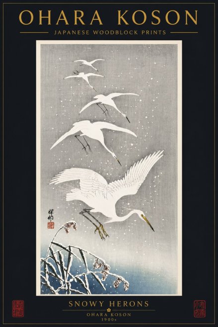 Ohara Koson Snowy Herons No6 - Poszter