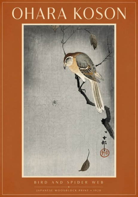Ohara Koson Bird and Spider Web II No6 - Poszter