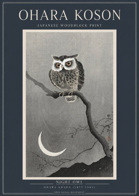 Ohara Koson Night Owl No2 - Poszter
