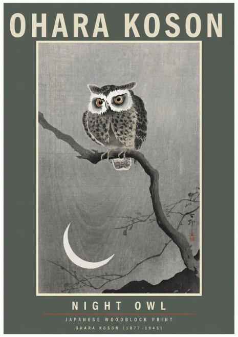 Ohara Koson Night Owl No3 - Poszter