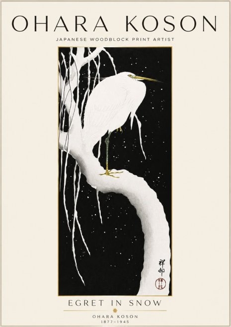 Ohara Koson Egret in Snow No1 - Poszter