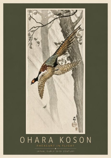 Ohara Koson Pheasant in Flight No2 - Poszter