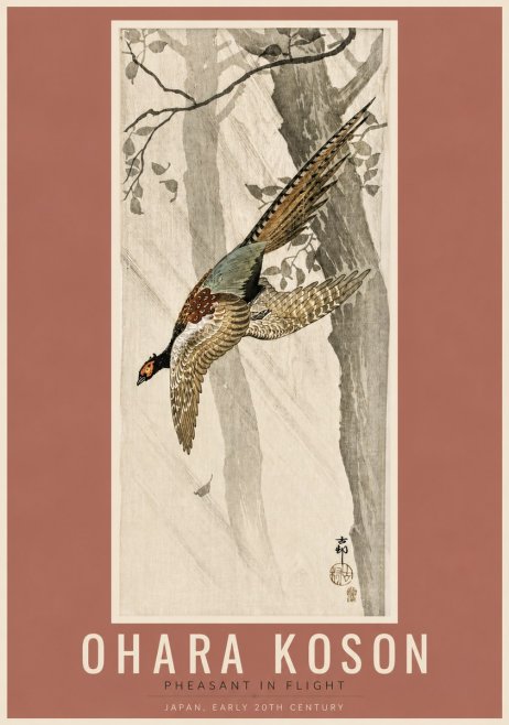 Ohara Koson Pheasant in Flight No3 - Poszter