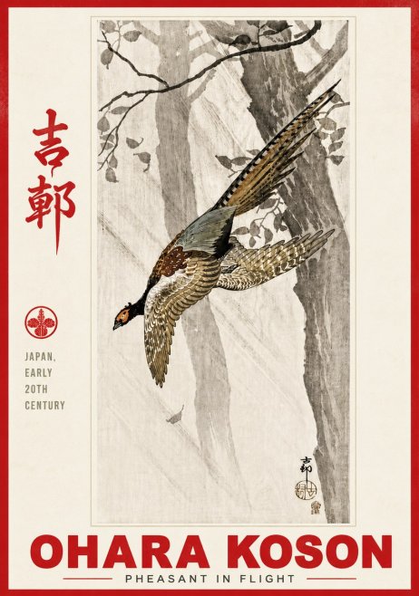 Ohara Koson Pheasant in Flight No6 - Poszter