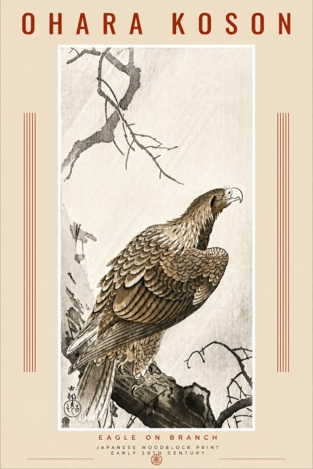 Ohara Koson Eagle on Branch No4 - Poszter