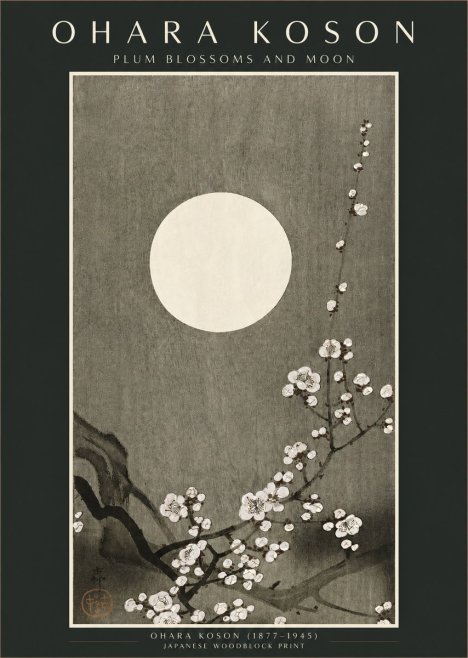 Ohara Koson Plum Blossoms and Moon No2 - Poszter