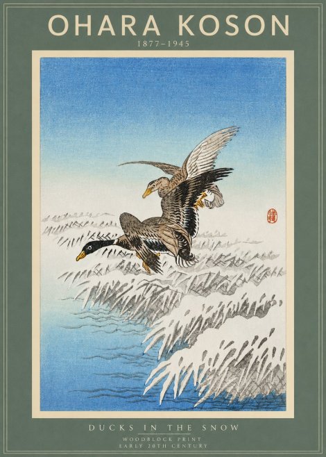 Ohara Koson Ducks in the Snow No2 - Poszter