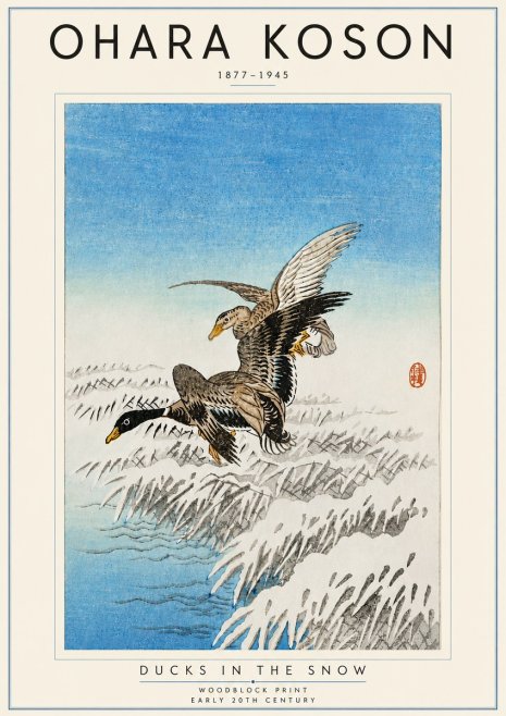 Ohara Koson Ducks in the Snow No5 - Poszter