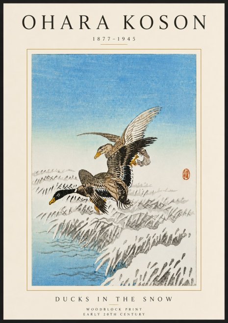 Ohara Koson Ducks in the Snow No6 - Poszter
