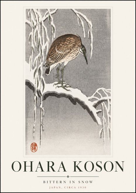 Ohara Koson Bittern in Snow No3 - Poszter