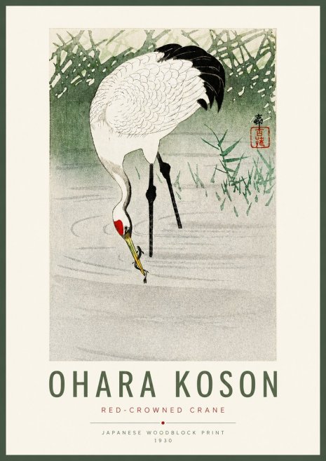 Ohara Koson Red-crowned Crane No2 - Poszter